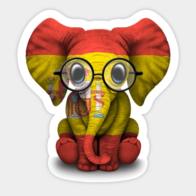 Baby Elephant with Glasses and Spanish Flag Sticker by jeffbartels